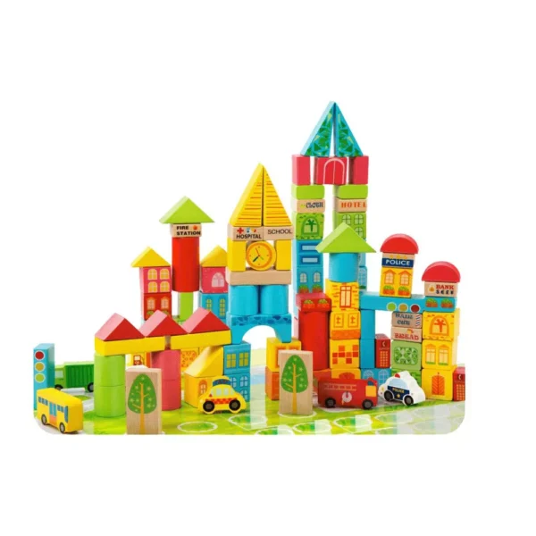 City Transportation Wooden Building Blocks – 100 pcs