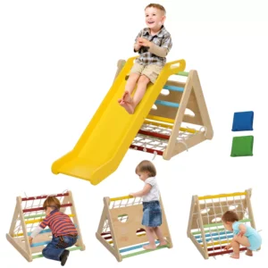 Toddler Climbing Toys Set – Indoor Pikler Set with Ramp