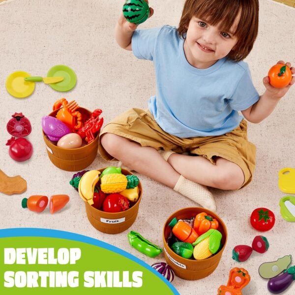 Toddler Play Food Set – Pretend Cutting Kitchen Toys for Preschool Learning, - Image 8