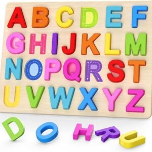 Wooden Alphabet Puzzles for Toddlers – ABC Learning Toy for Kids,